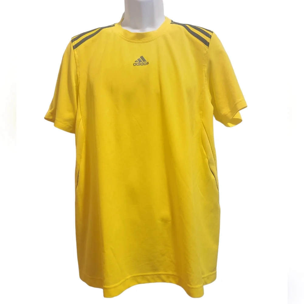 adidas climalite mens large bright yellow short sleeve shirt
